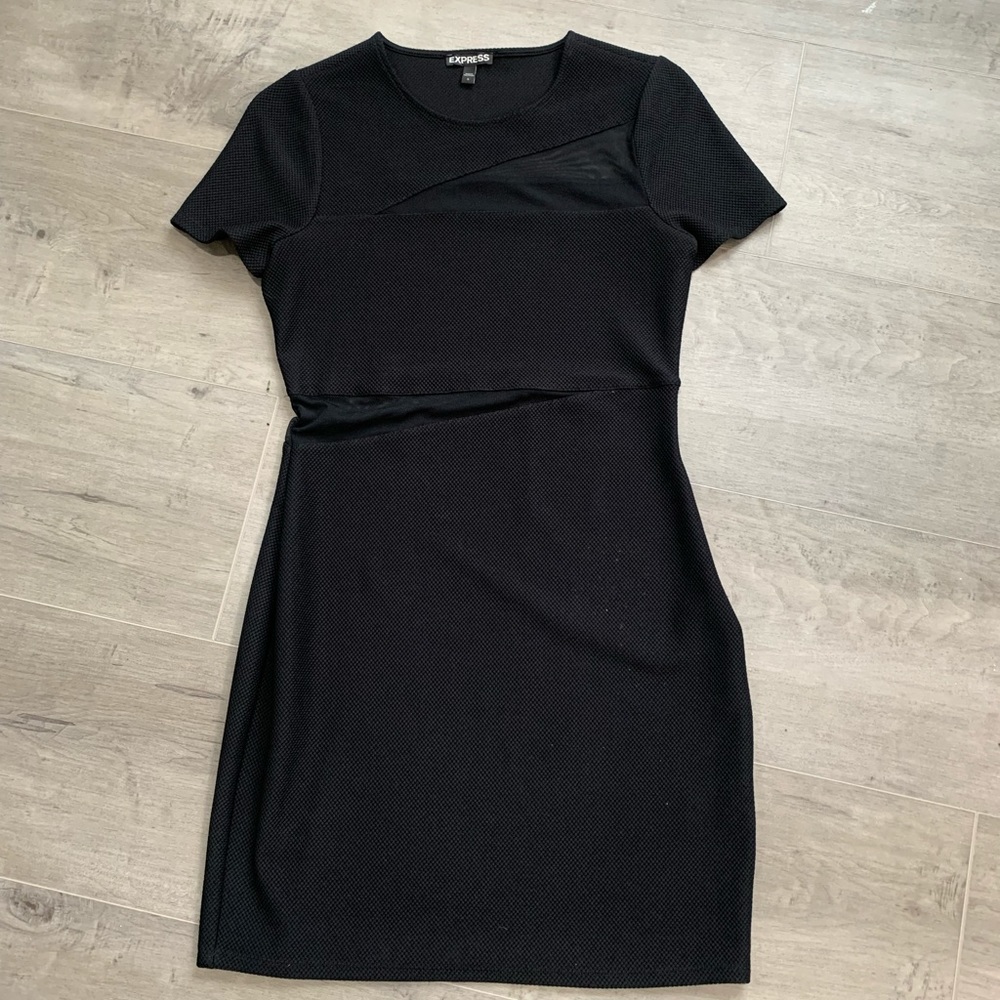 Express Black Bodycon Dress with Mesh Cutouts. Women’s Size 8.